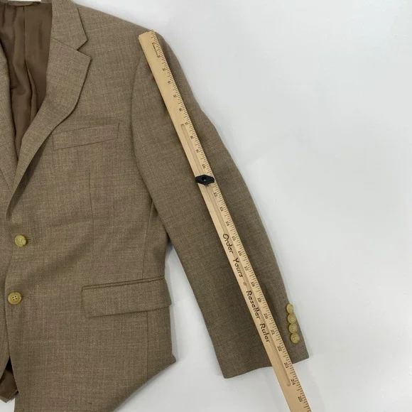 Lauren Ralph Lauren LRL Blazer Mens 40S Tan Linen Blend 2 Button Sport Coat